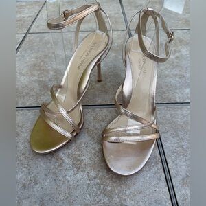 MARION PARKE Lillian Metallic Rose Gold Strappy Sandal